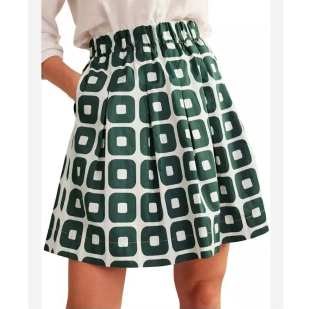 Boden Green Pleated retro print skirt, US6, UK12 - Picture 3 of 9